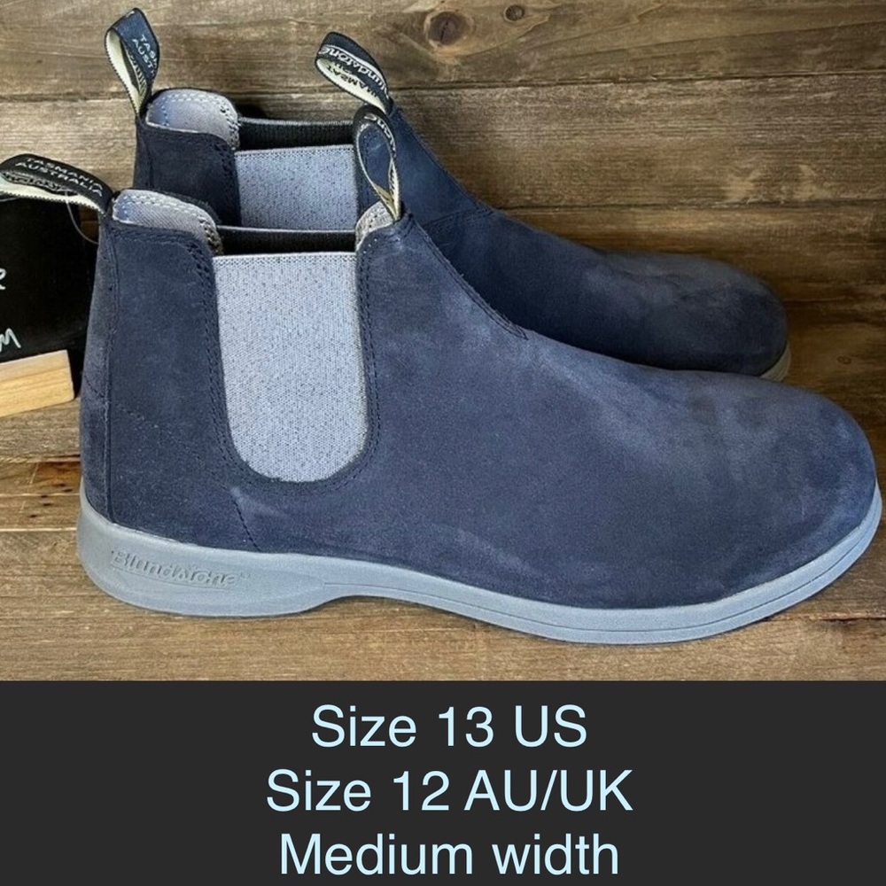 New NWOB Mens Blundstone Navy Blue Suede Leather Pull On Chelsea Boots Size 13 M